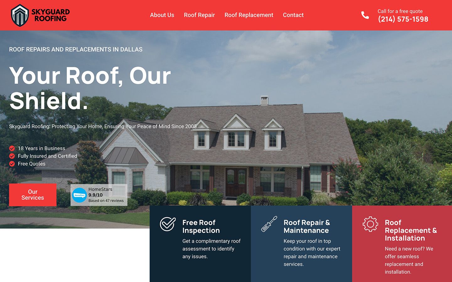 Skyguard Pigeons Website Design