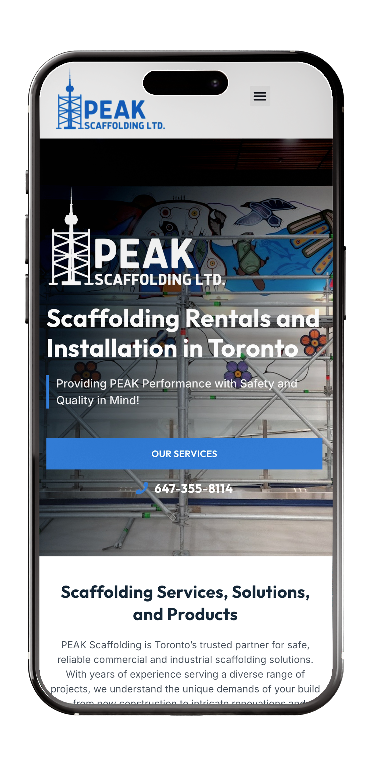 PEAK Scaffolding's new, professional website