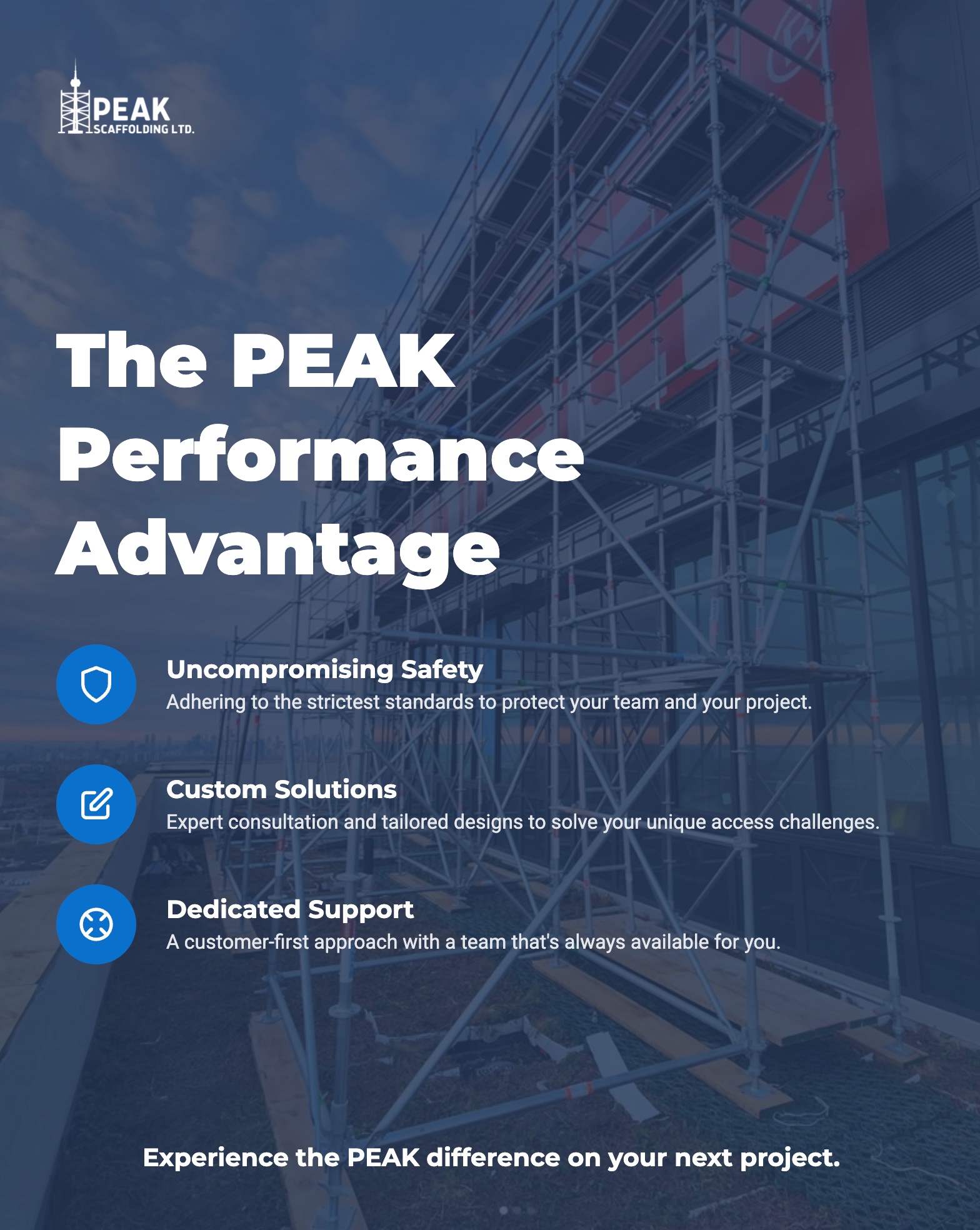 Example of PEAK Scaffolding social media post with consistent branding