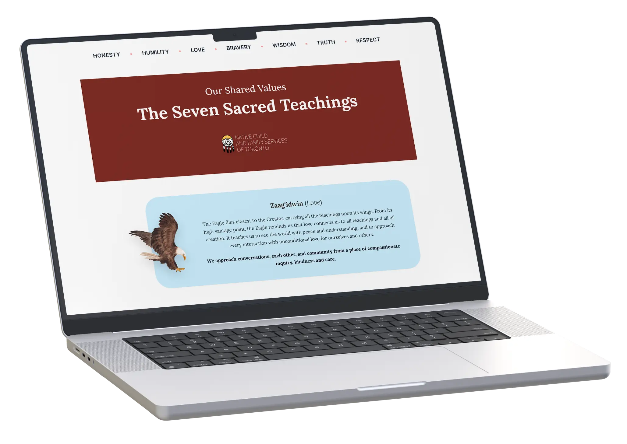 Sacred Teachings Website Mockup